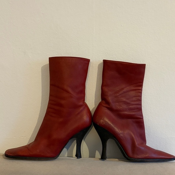 Vintage Prada Red Leather Ankle Boots | Made in Italy | 38.5 - Picture 6 of 12